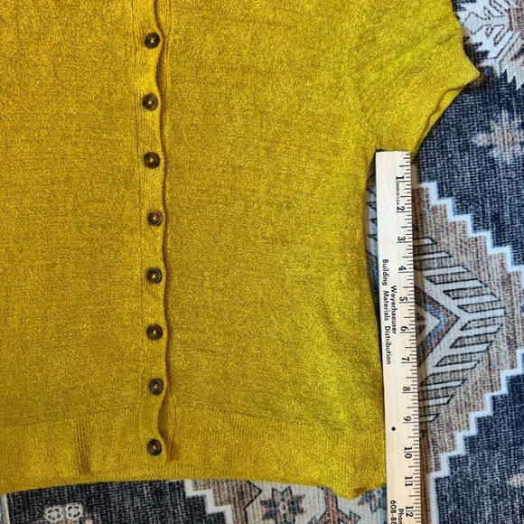 Urban Outfitters Adeline V Neck Collared Cardigan Yellow Women’s Size Small - Picture 9 of 10